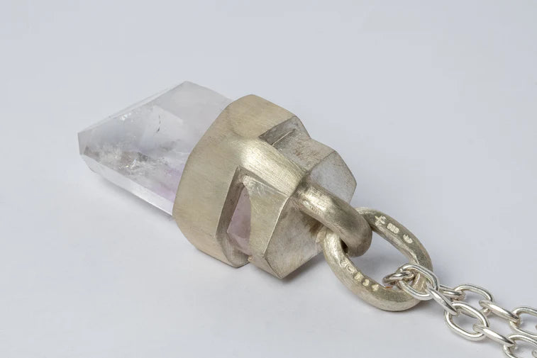 Talisman Necklace Brace-Held Healed Small Lemurian Quartz Z-194-MA+LEM