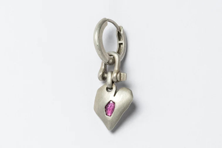 Jazz's Solid Heart Earring Extra Small 0.2 CT Ruby Slice Z2335-2-DA+RUB