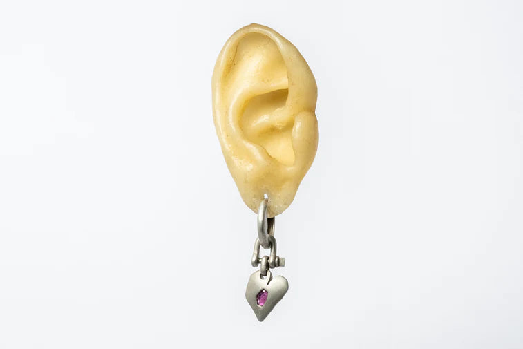 Jazz's Solid Heart Earring Extra Small 0.2 CT Ruby Slice Z2335-2-DA+RUB