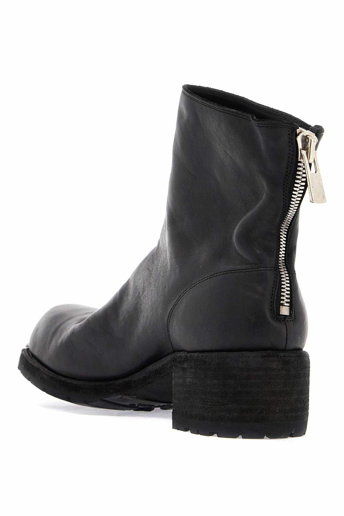 Black Soft Horse Leather Back zip Metal Toe Military Boots NB06V