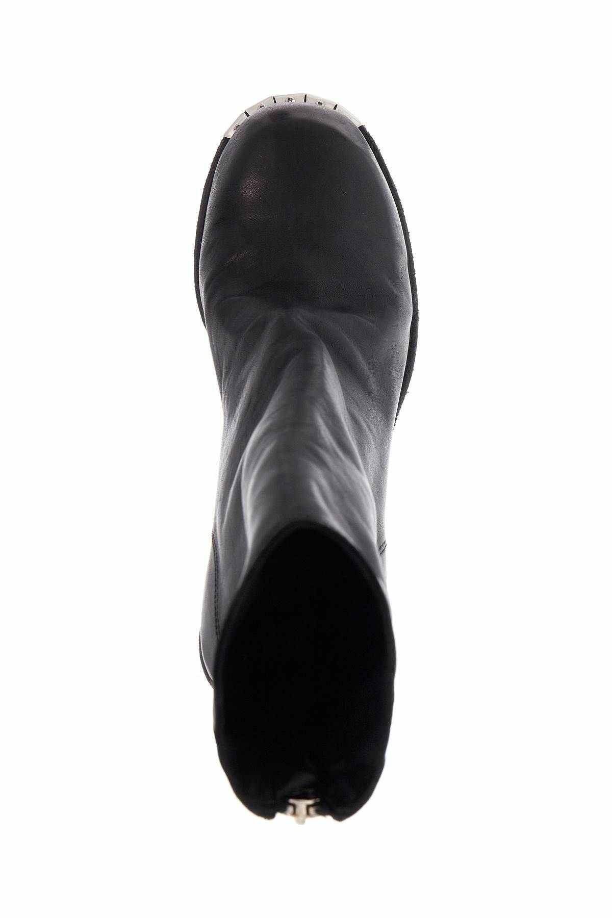Black Soft Horse Leather Back zip Metal Toe Military Boots NB06V