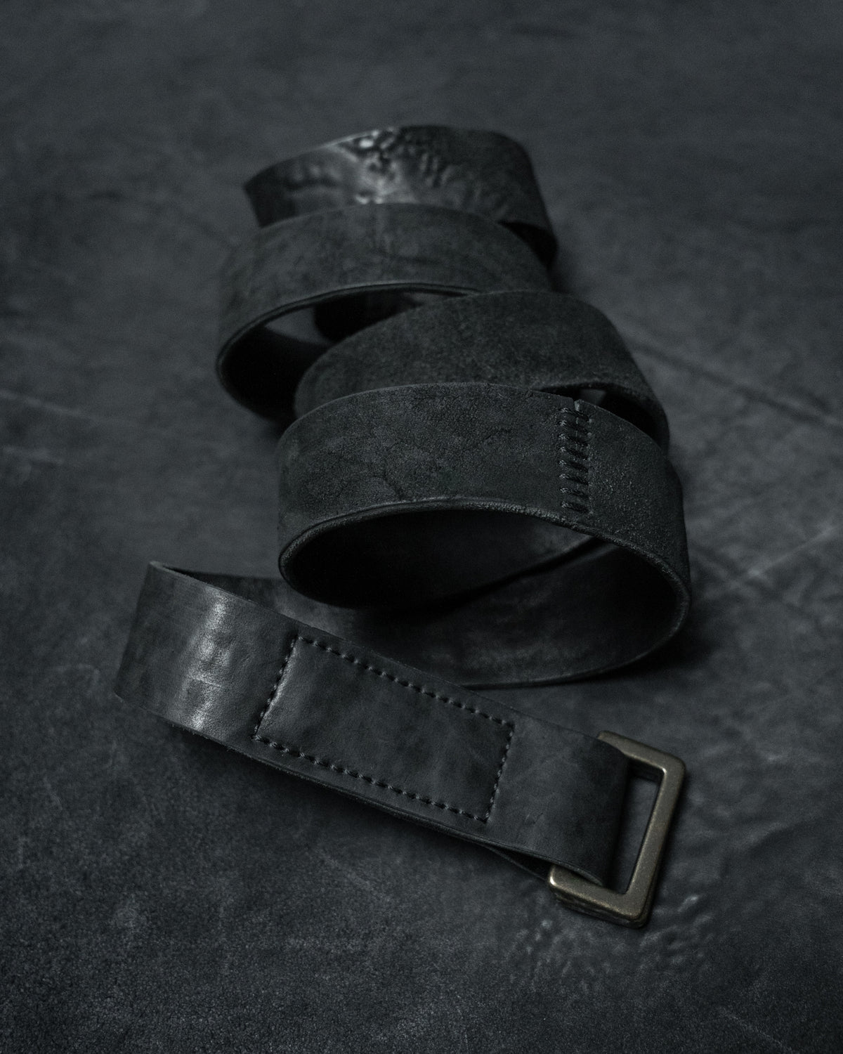 Italian Horse Culatta Panel-Stitched Leather Aro Belt