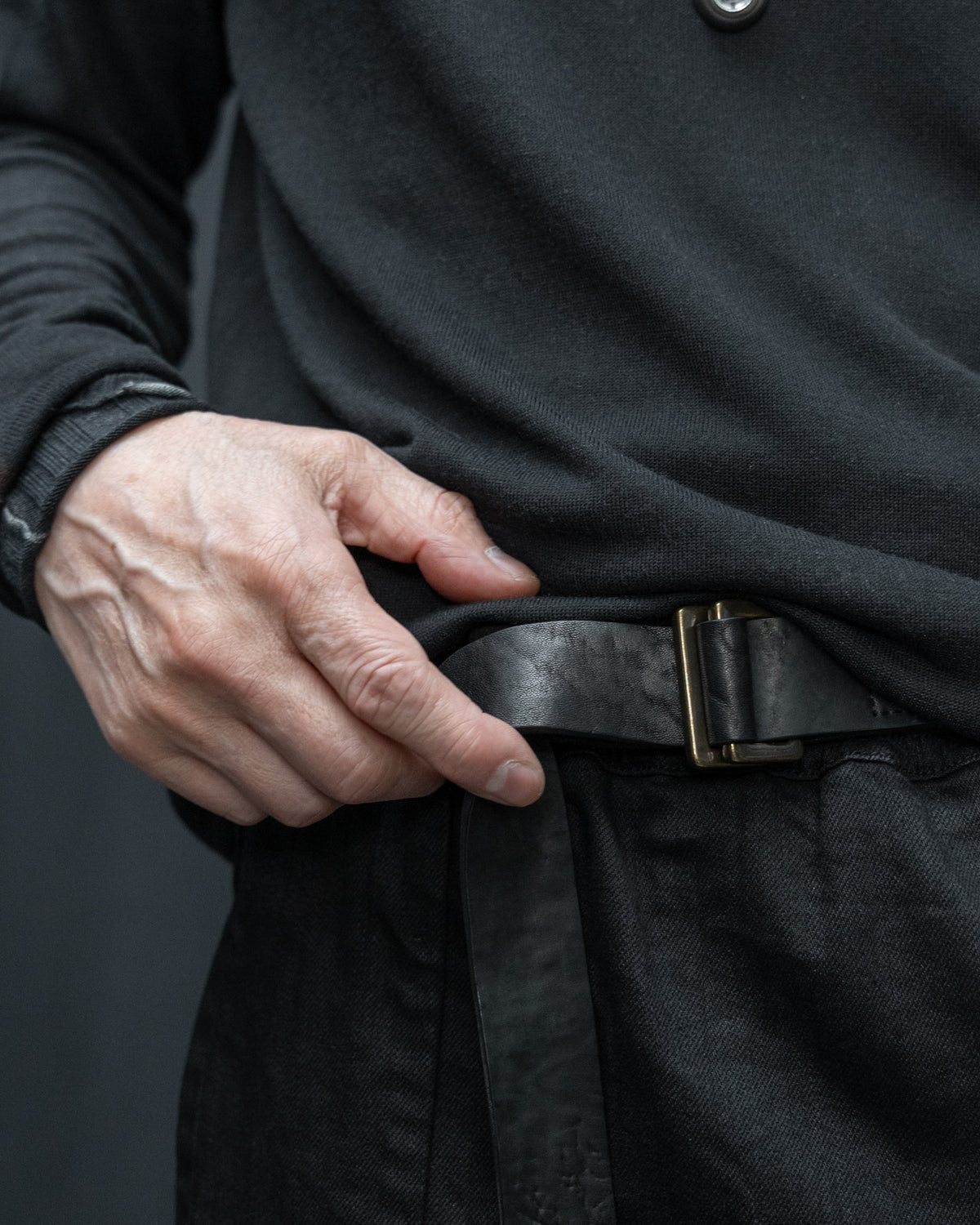 Italian Horse Culatta Panel-Stitched Leather Aro Belt