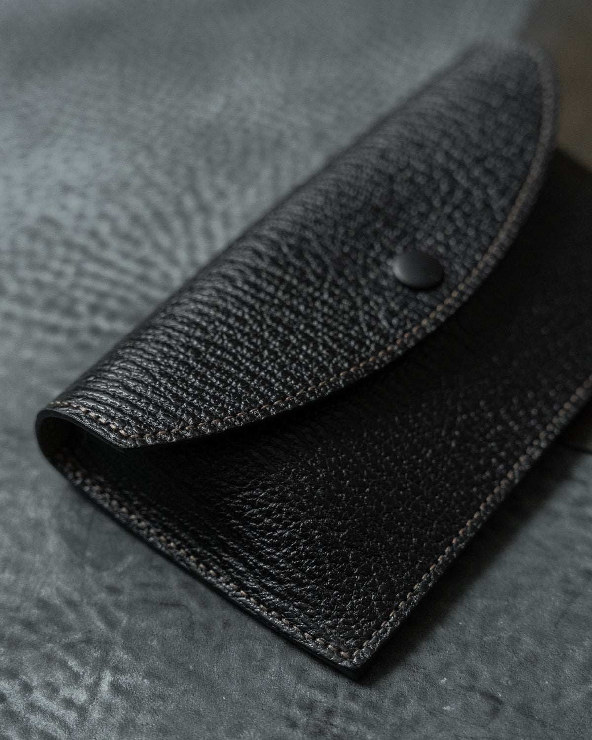 Black Italian Leather Eyewear Snap Case