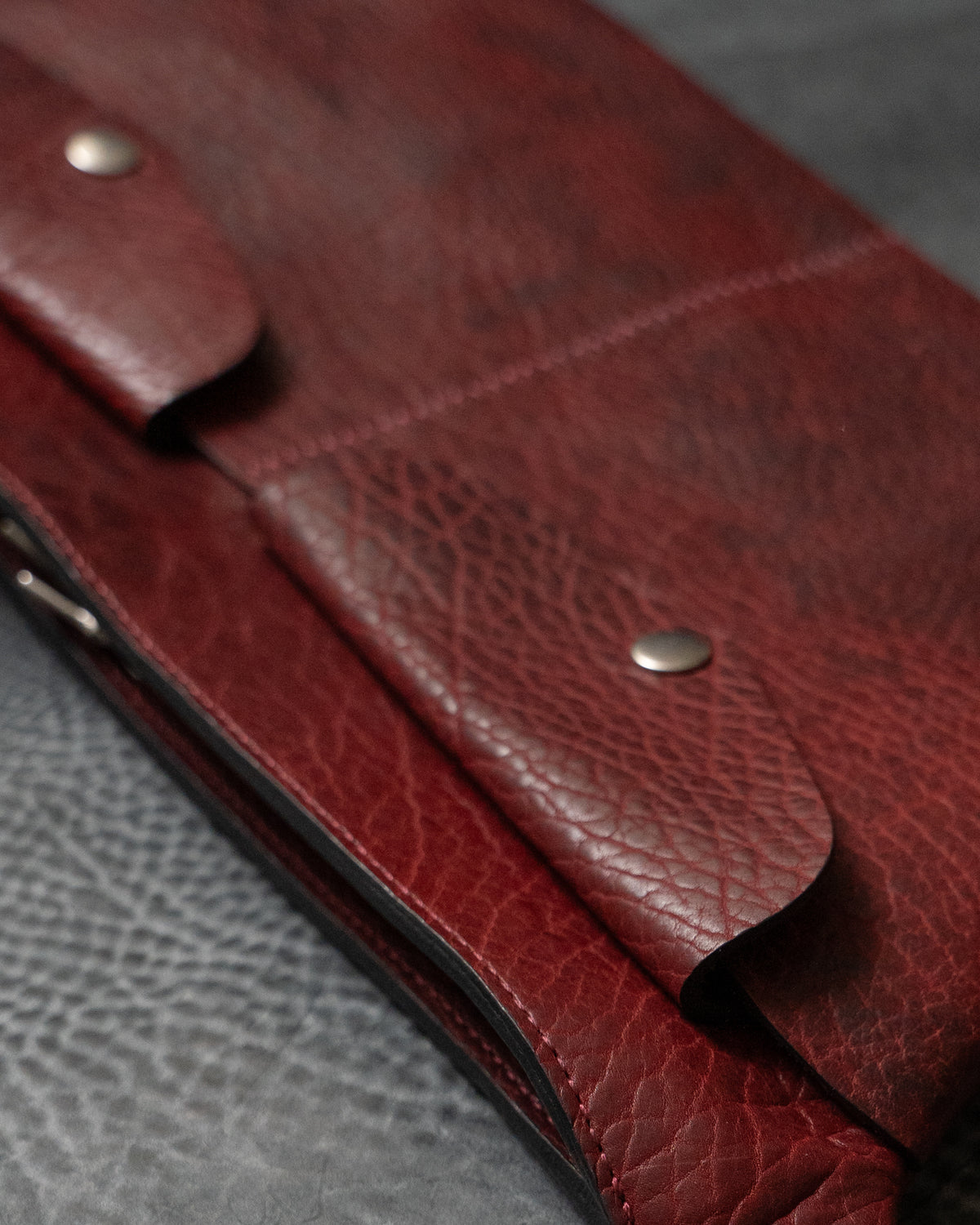 Oxblood Shrunken Bison Leather Porta Messenger Bag