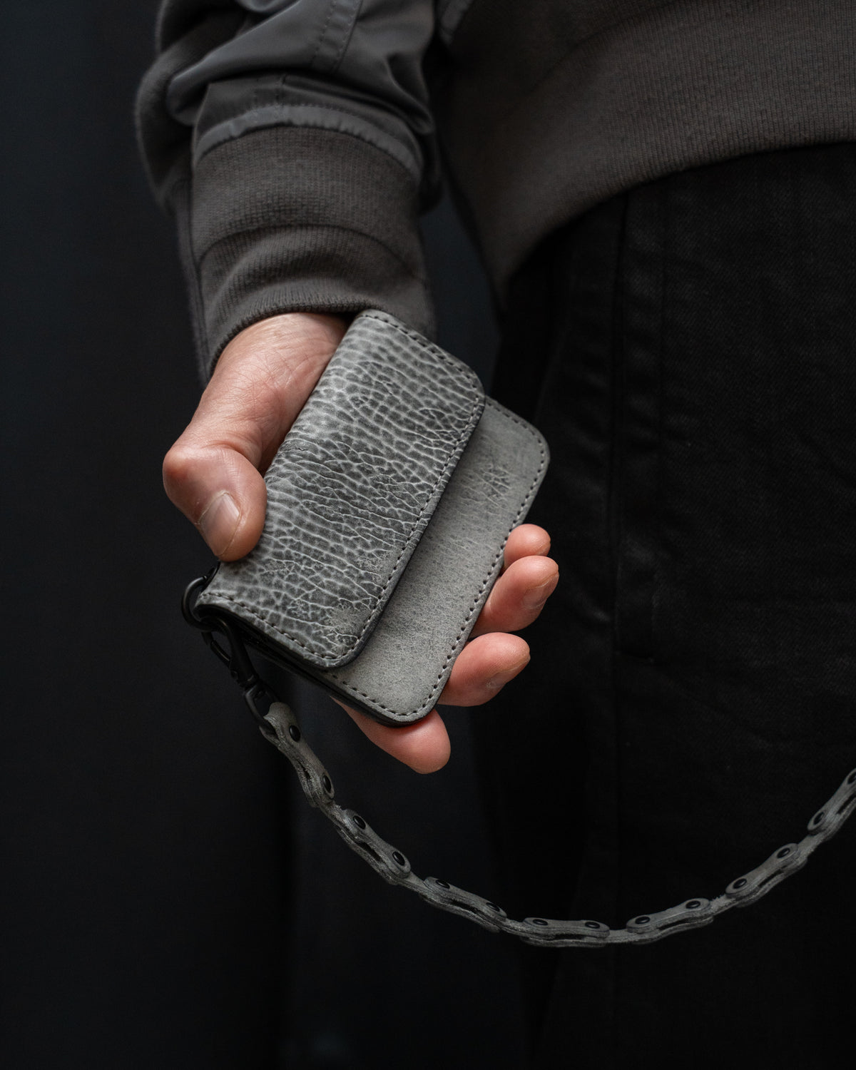Grey Italian Horse Culatta Nexo Biker Wallet