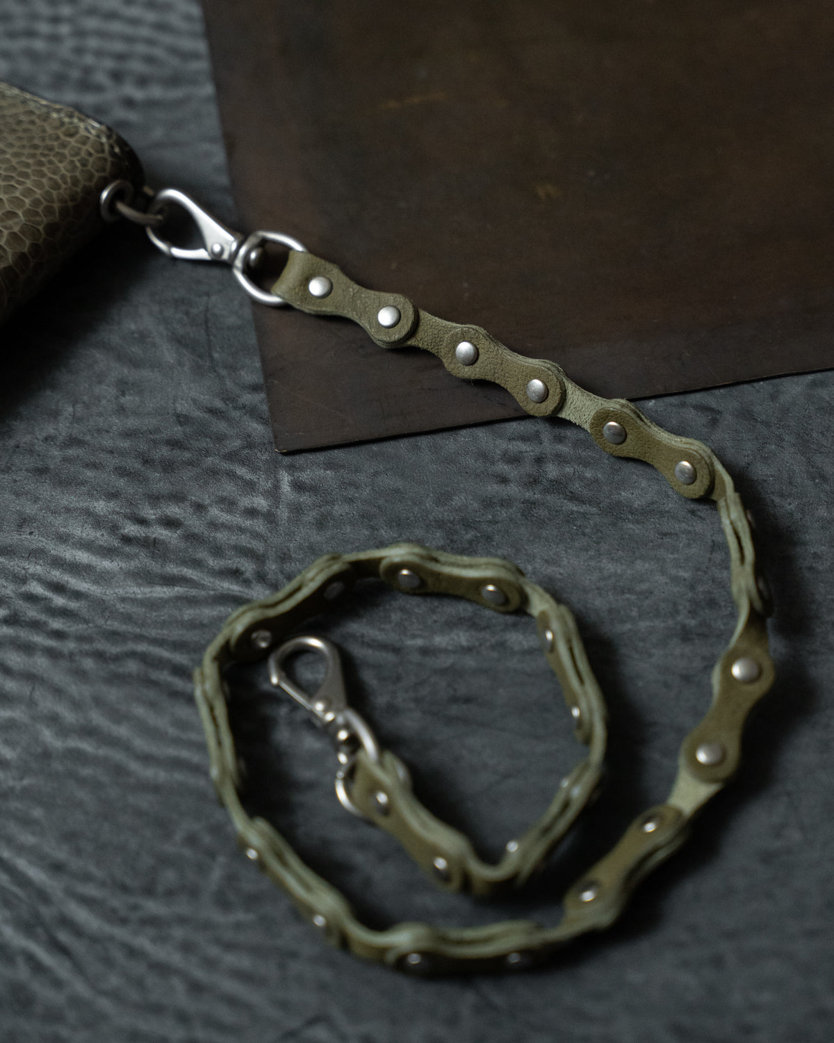 Olive Ostrich Leg Nexo Biker Wallet