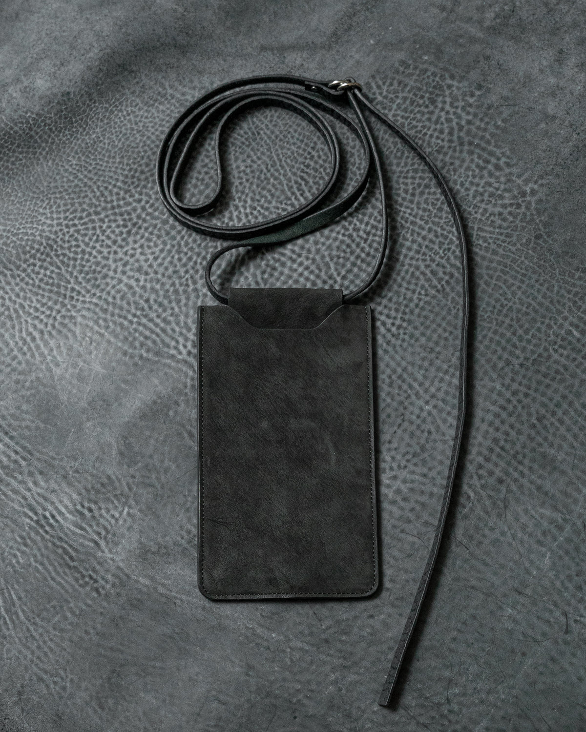 Black Italian Horse Leather Talon Crossbody Pouch
