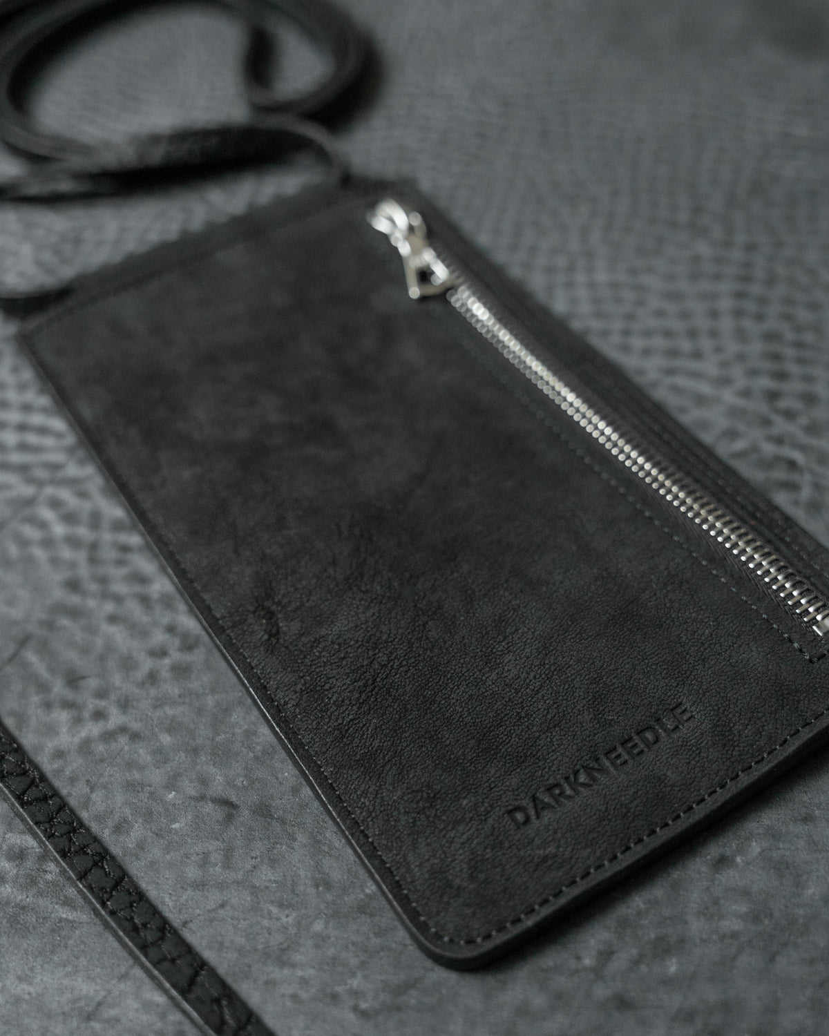 Black Italian Horse Leather Talon Crossbody Pouch