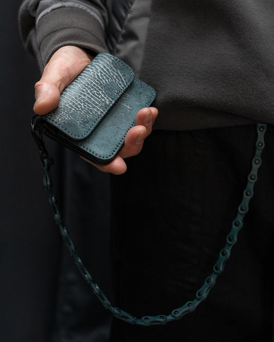 Turquoise Italian Horse Culatta Nexo Biker Wallet