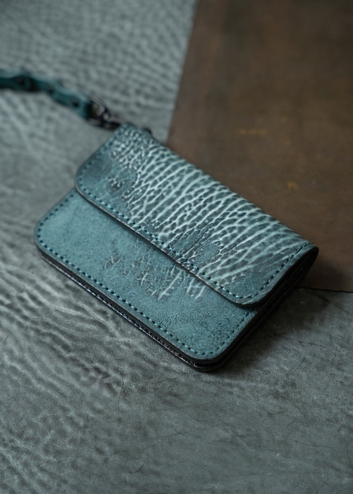Turquoise Italian Horse Culatta Nexo Biker Wallet