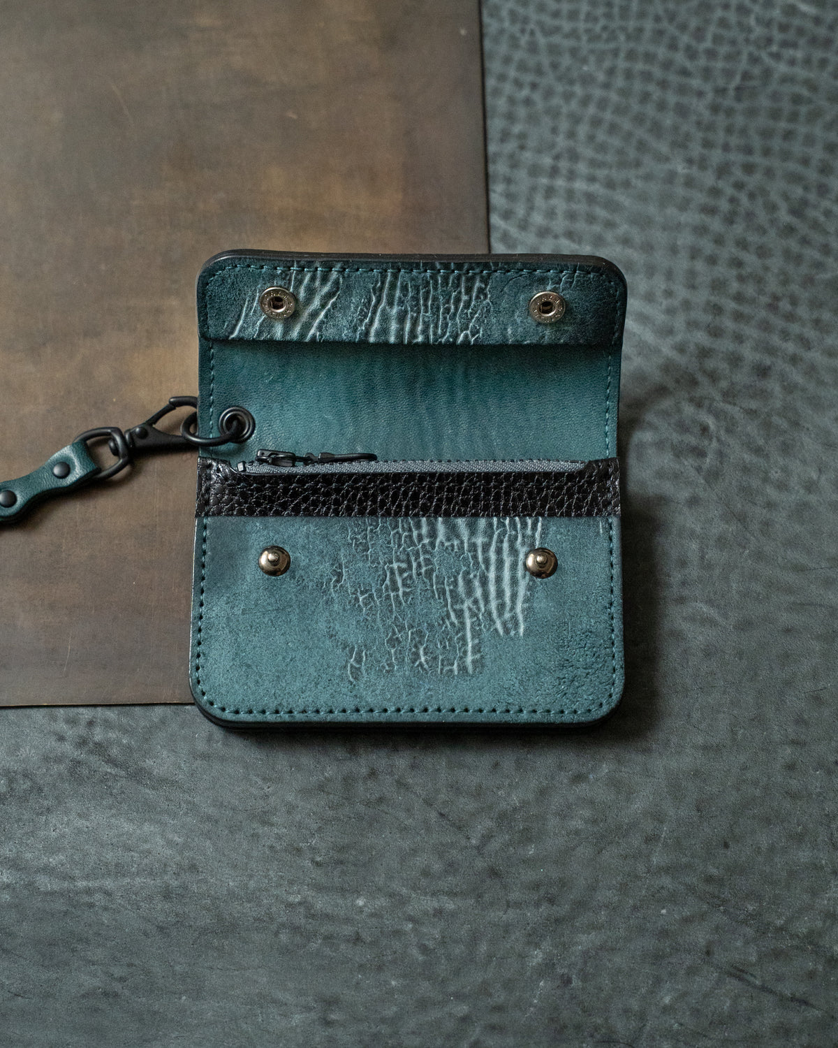 Turquoise Italian Horse Culatta Nexo Biker Wallet