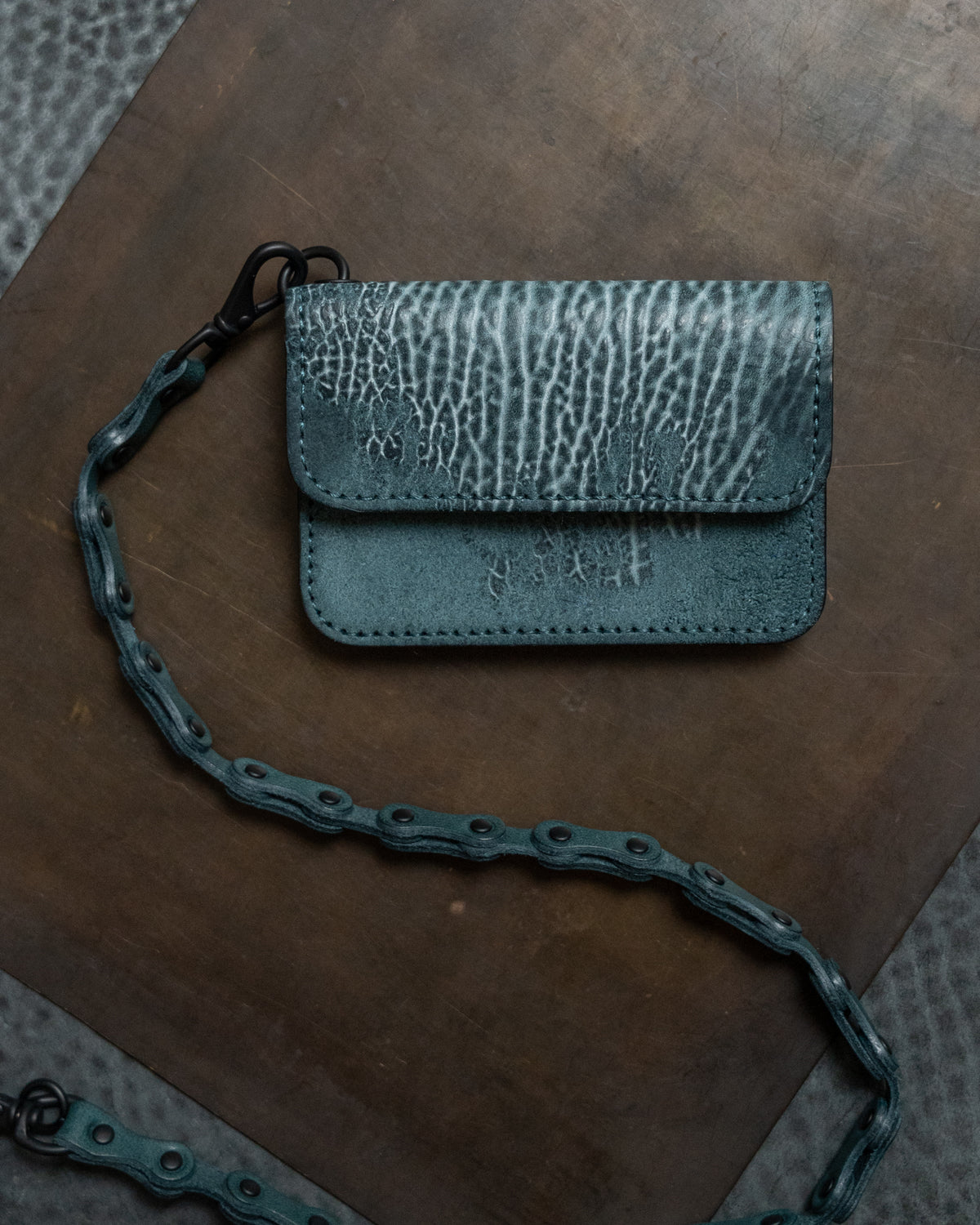 Turquoise Italian Horse Culatta Nexo Biker Wallet