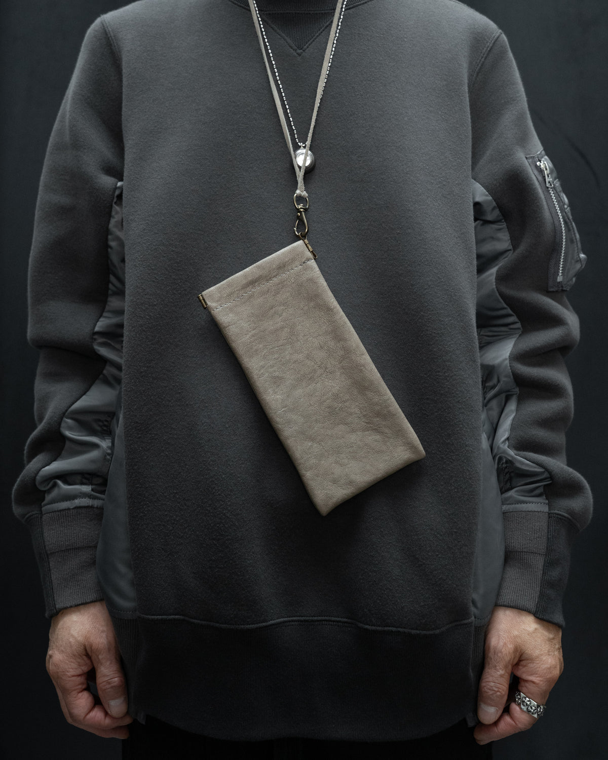 Grey Italian Lambskin Velo Eyewear Pouch