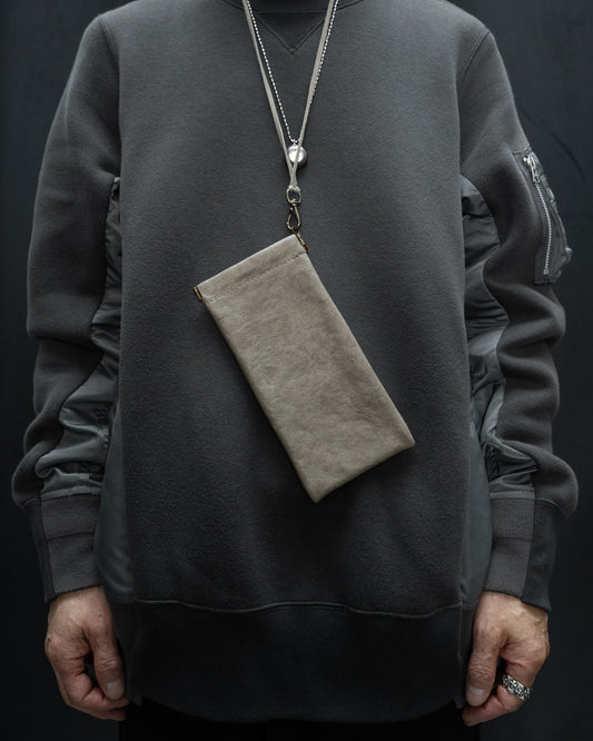 Grey Italian Lambskin Velo Eyewear Pouch