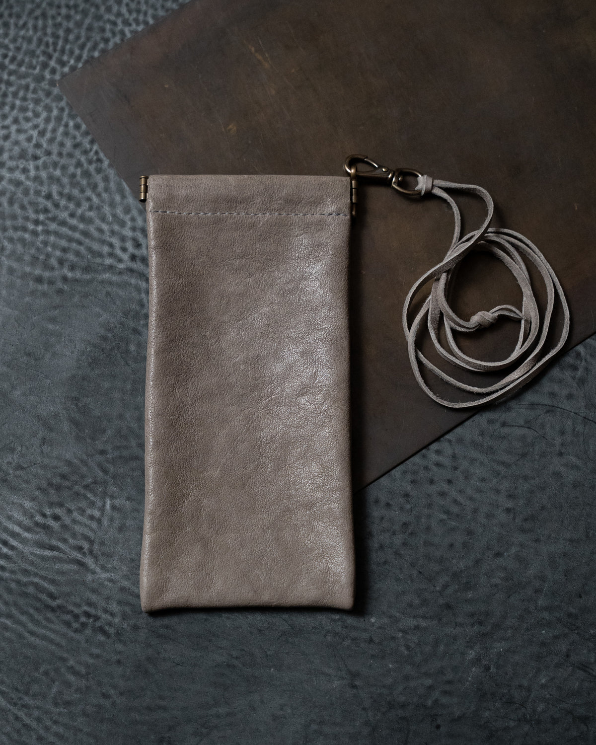 Grey Italian Lambskin Velo Eyewear Pouch