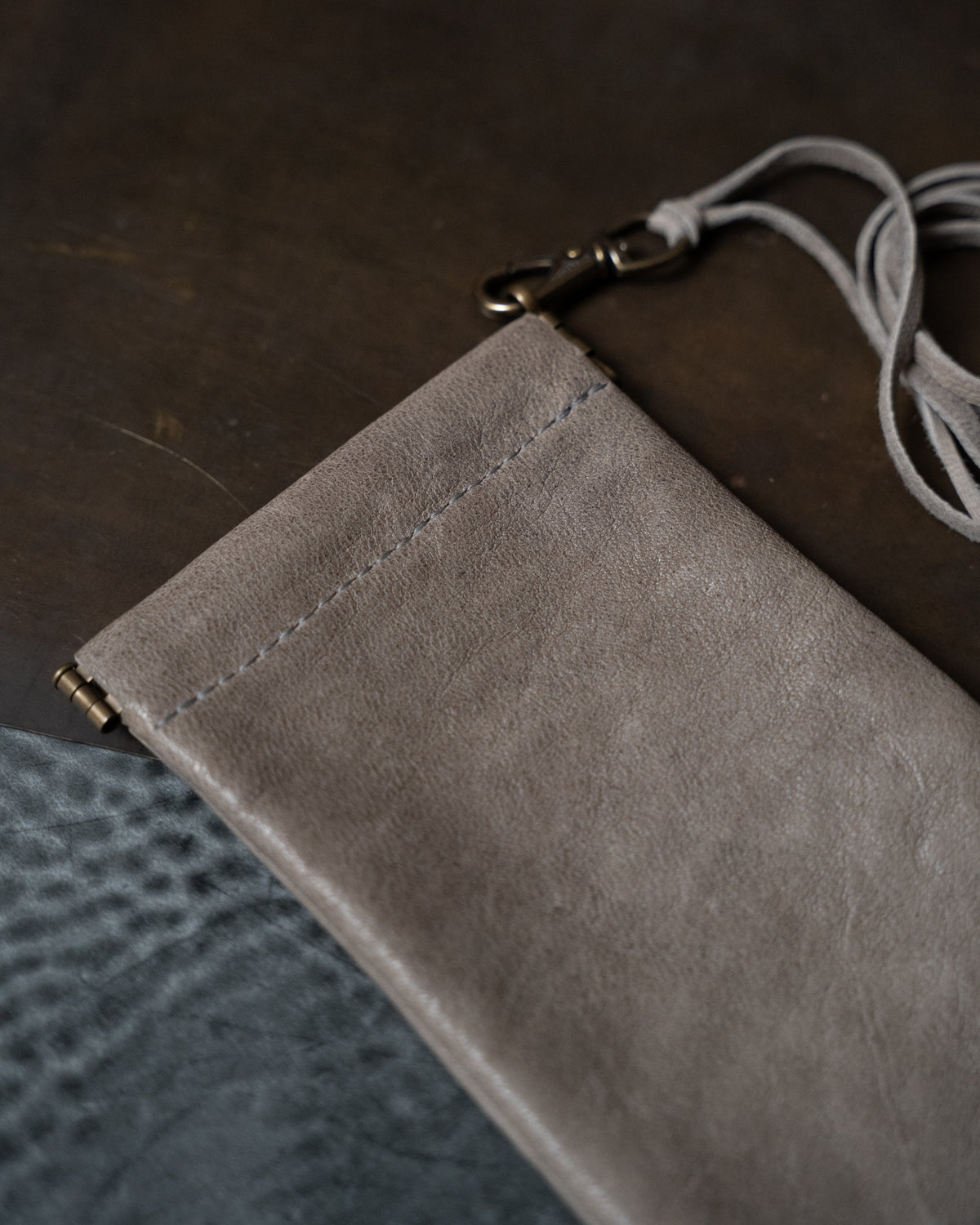 Grey Italian Lambskin Velo Eyewear Pouch