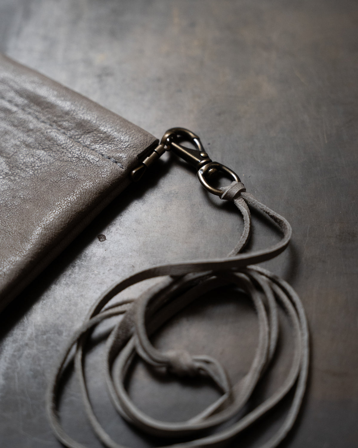 Grey Italian Lambskin Velo Eyewear Pouch