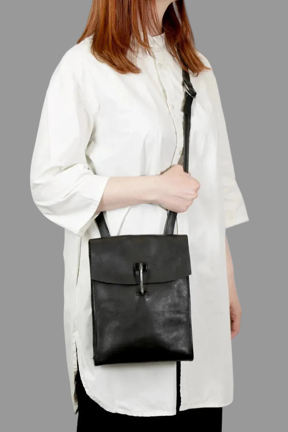 Black Horse Leather Doctor Crossbody Bag by Tagliovivo