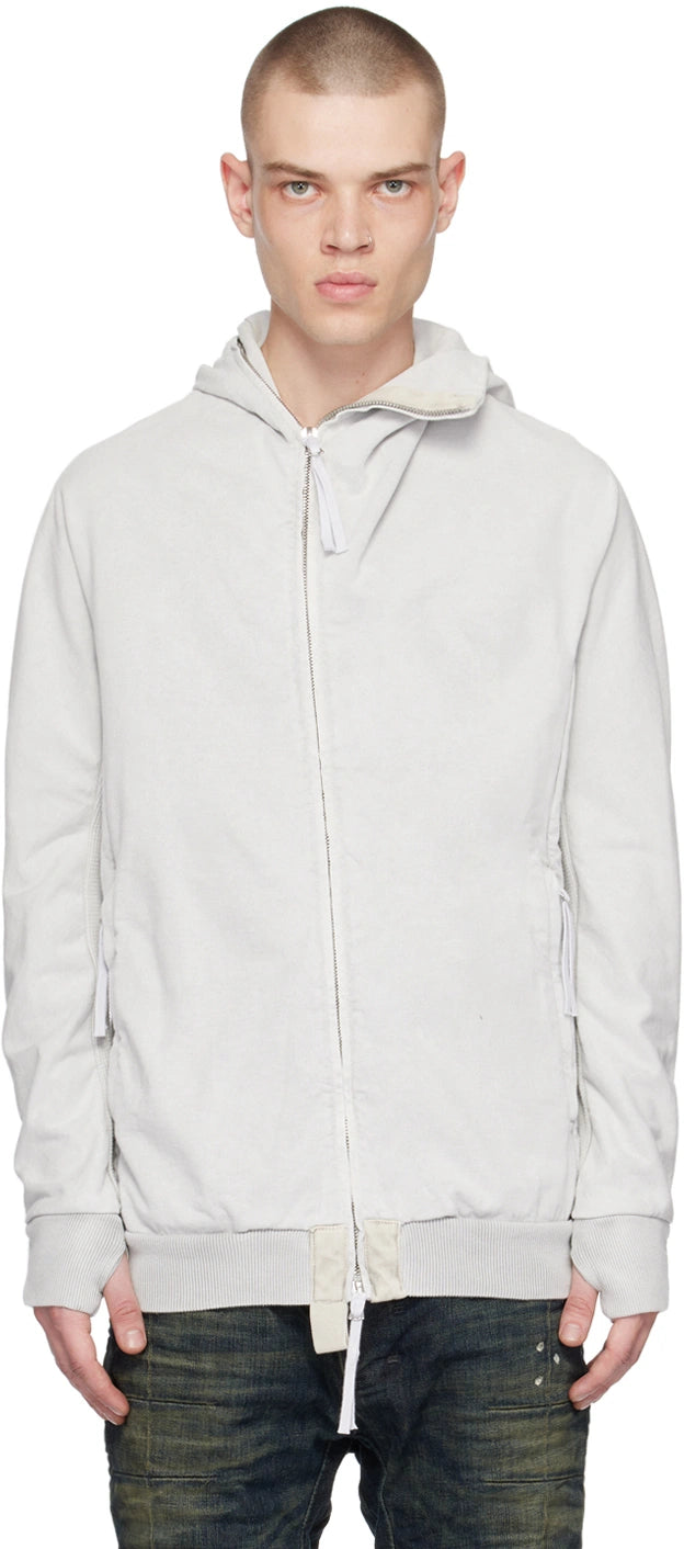 Pale Grey Cotton Hoodie Zipper 2