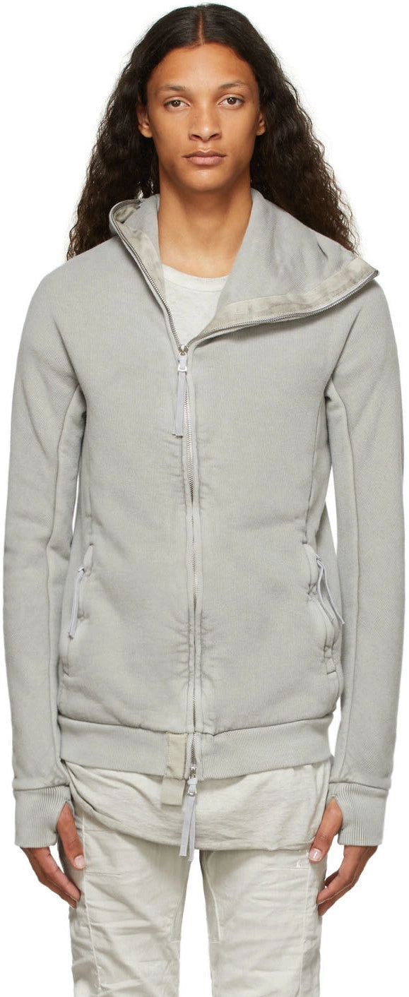 Pale Grey Cotton Hoodie Zipper 2
