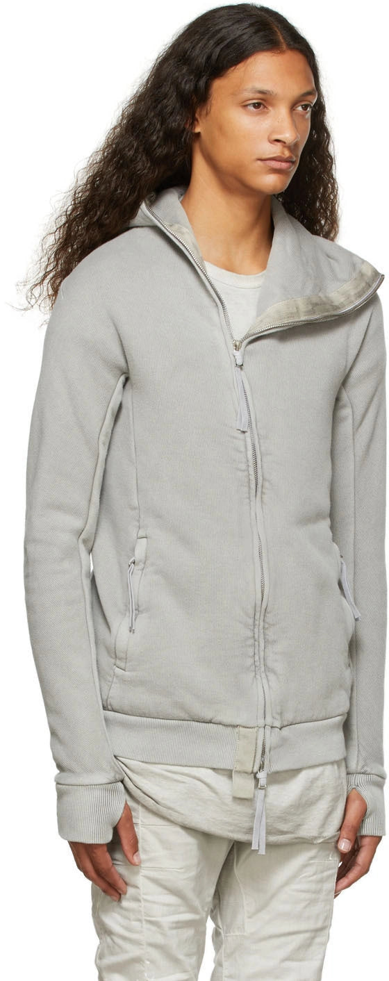 Pale Grey Cotton Hoodie Zipper 2