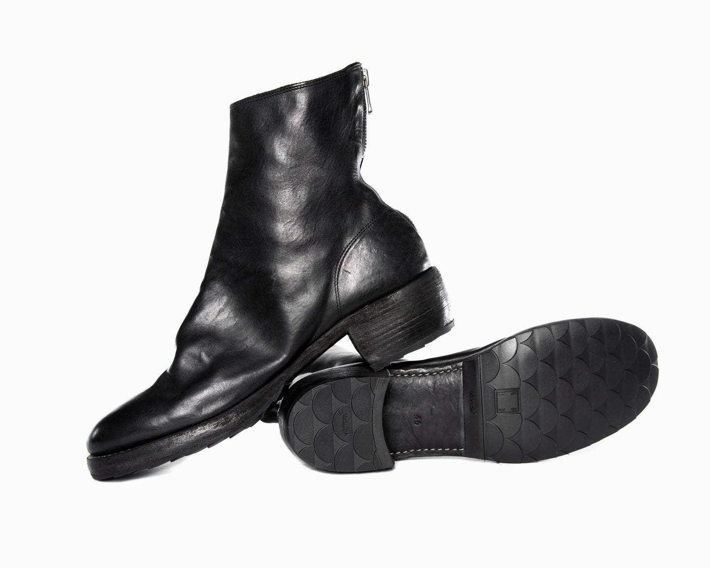 Black Double Soles Back Zip Boots Comfort 796ZX
