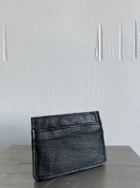 Black Horse Shoulder and Transparent Leather Minimal Wallet