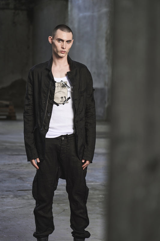 Chalk White Printed Ribbed Tank Top