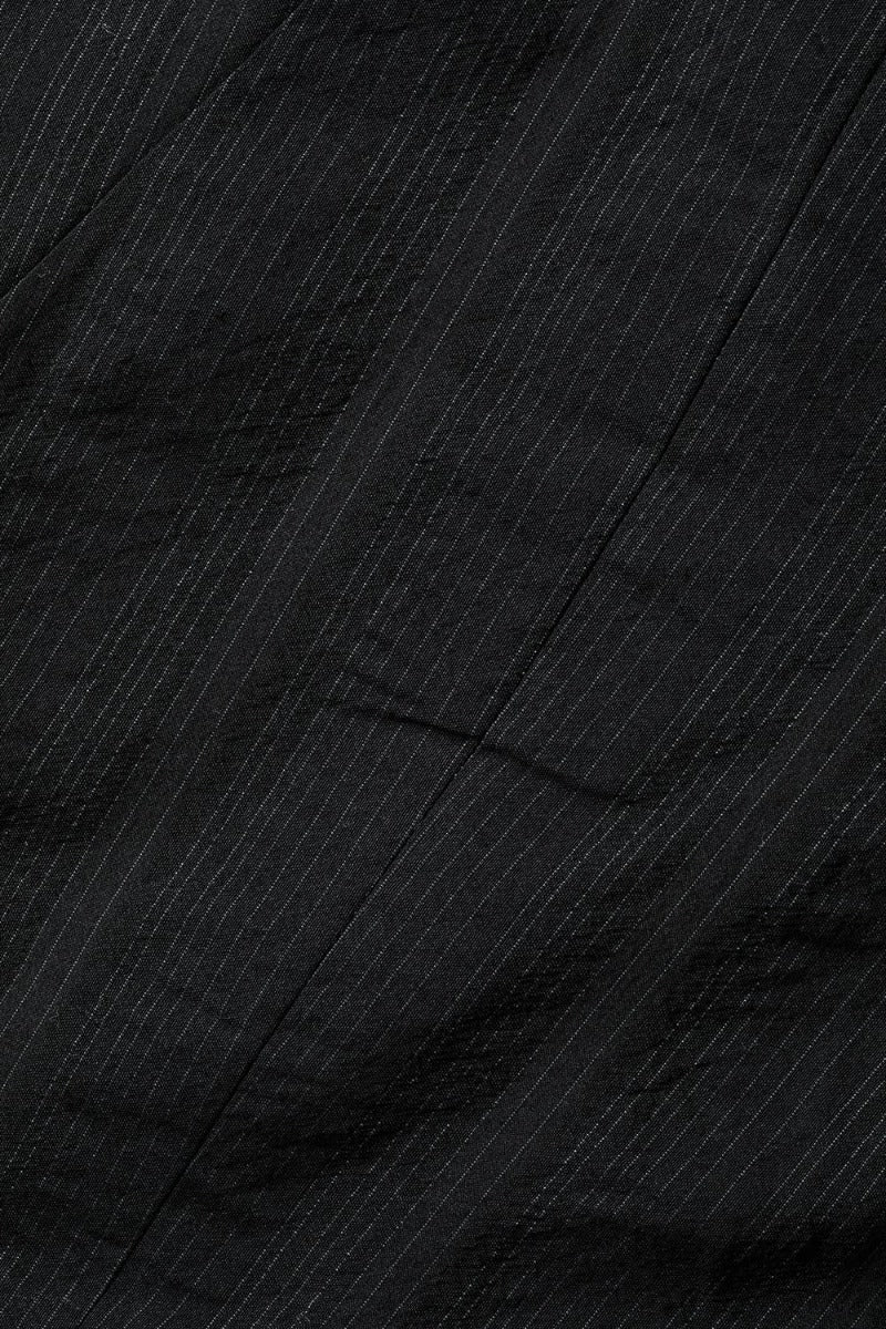 Black 4 Button Wrinkle Stripe Cotton Overlock Stitch Soft Blazer