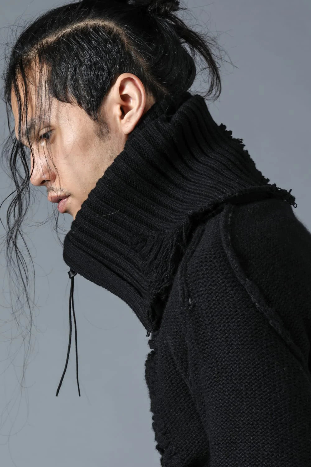 Black Merino Wool Knitted Neck Warmer