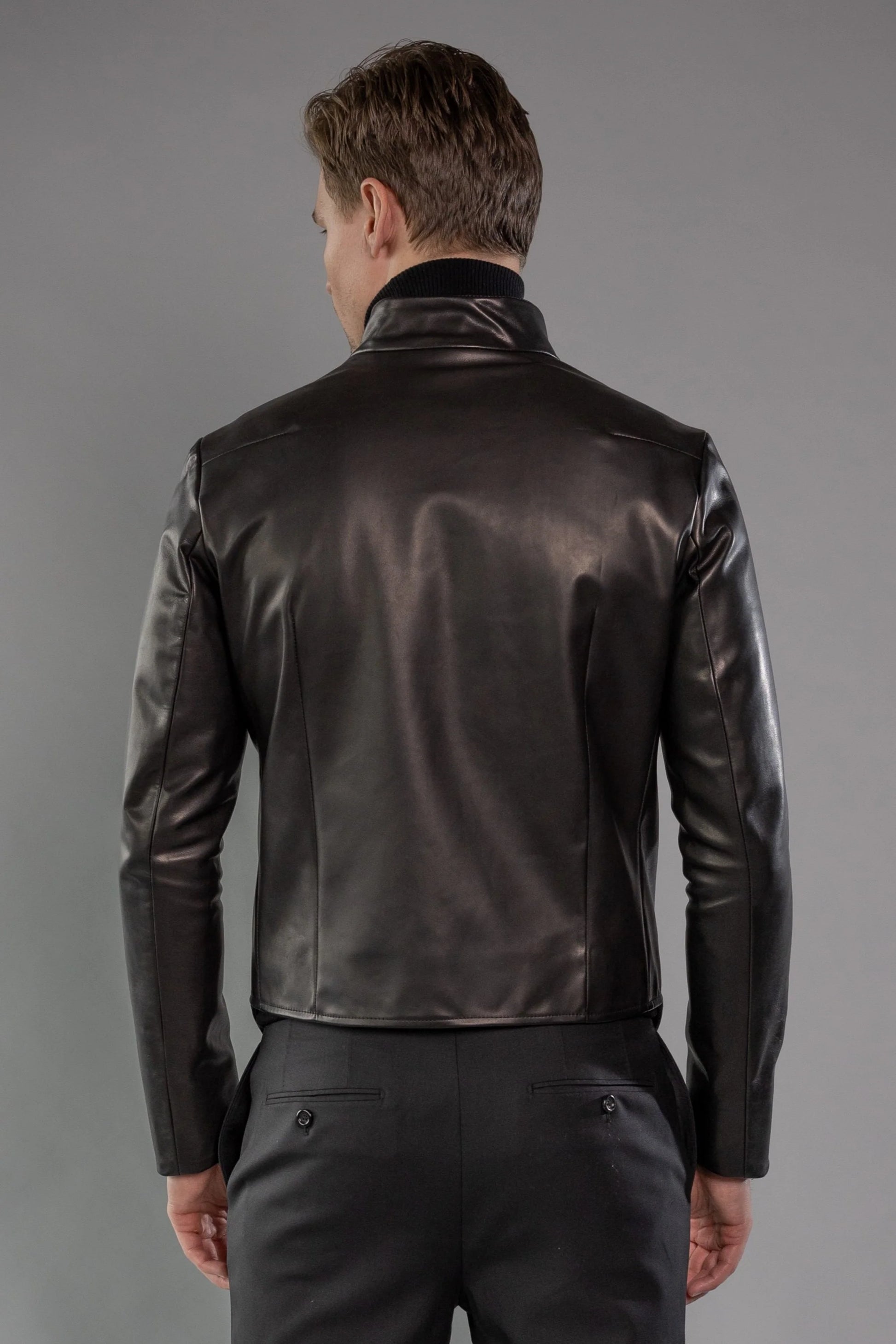 Black Roma Cow Leather BEVEL JACKET – The Archive Black Roma Cow Leather BEVEL JACKET – The Archive