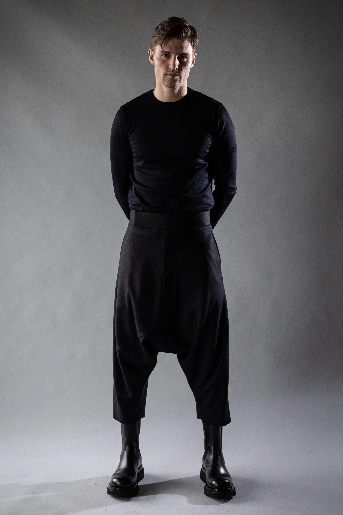 Black Wool Twill TIDAL Trousers