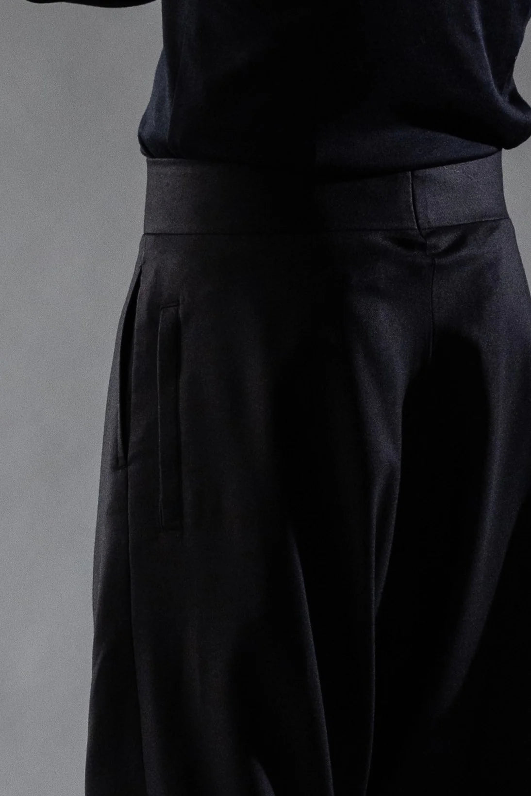 Black Wool Twill TIDAL Trousers