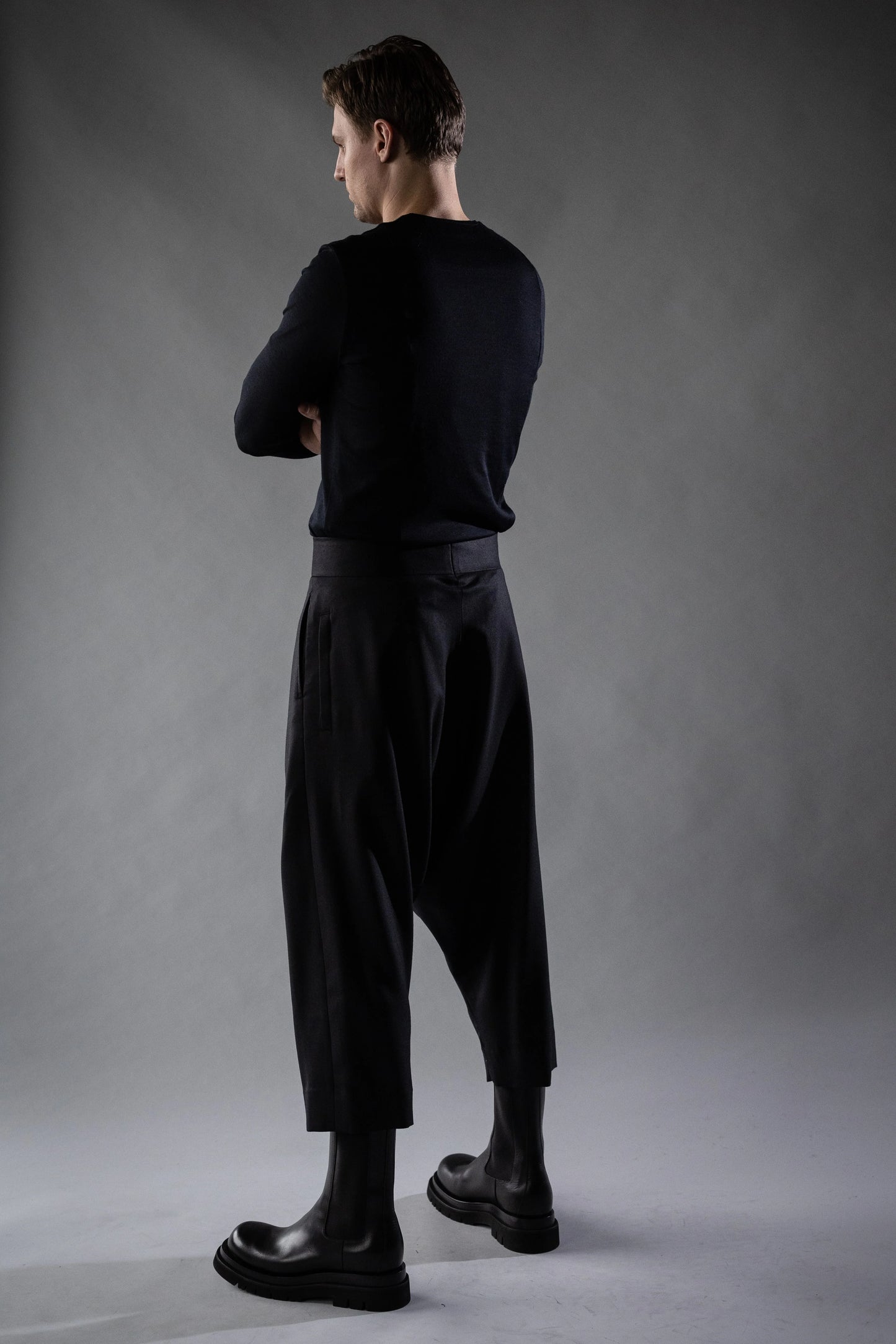 Black Wool Twill TIDAL Trousers