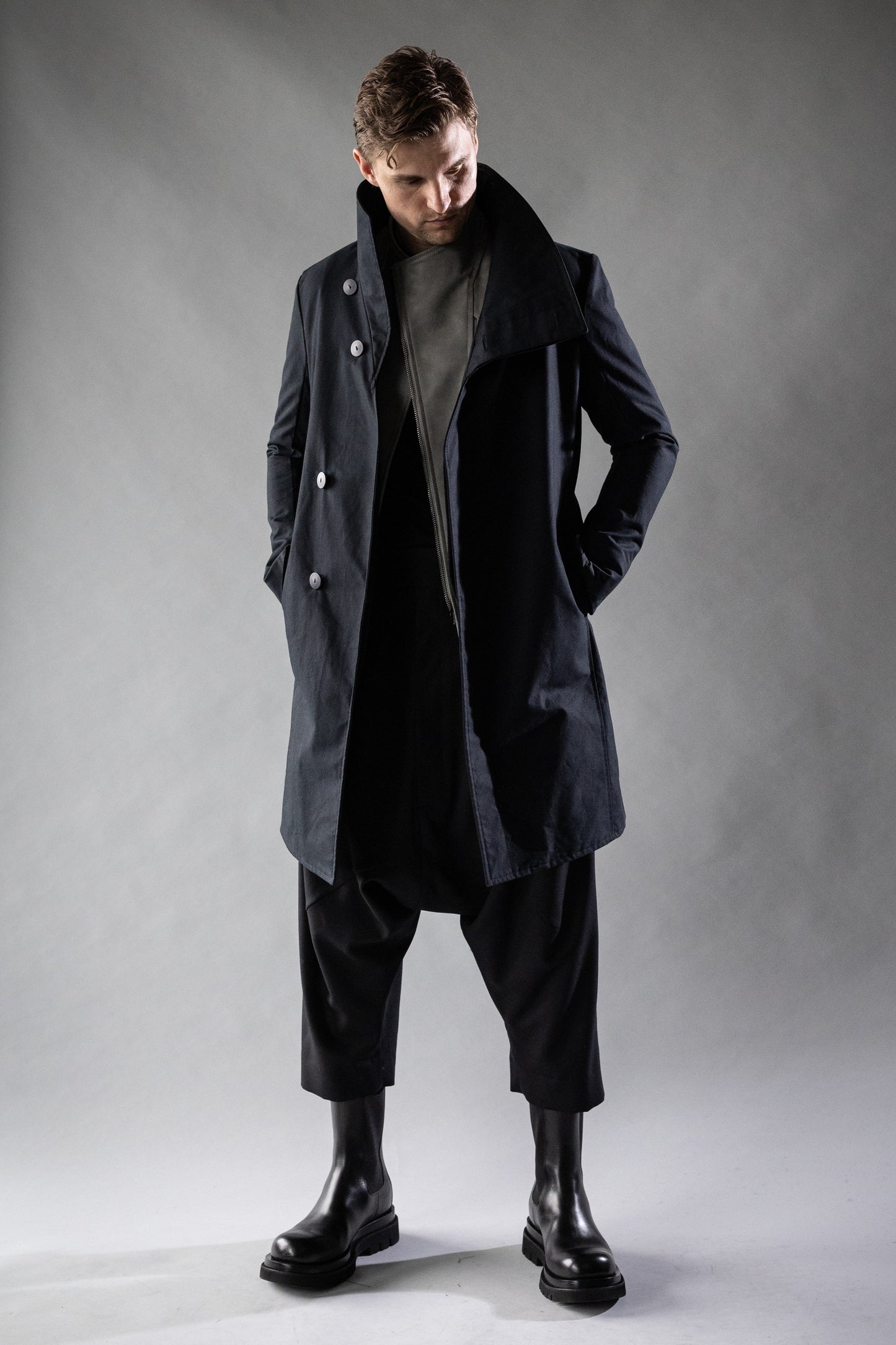 Black Wool Twill TIDAL Trousers