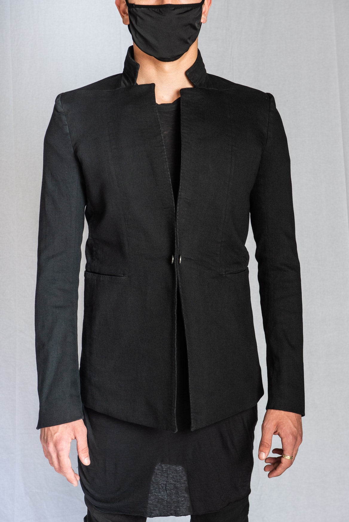 Black Resin Dyed Stretch Cotton SUIT1