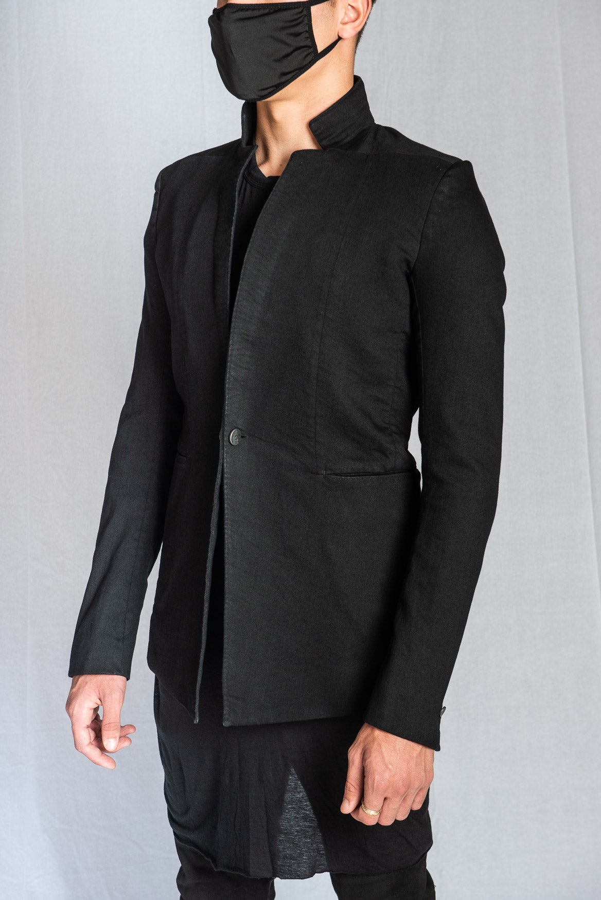 Black Resin Dyed Stretch Cotton SUIT1