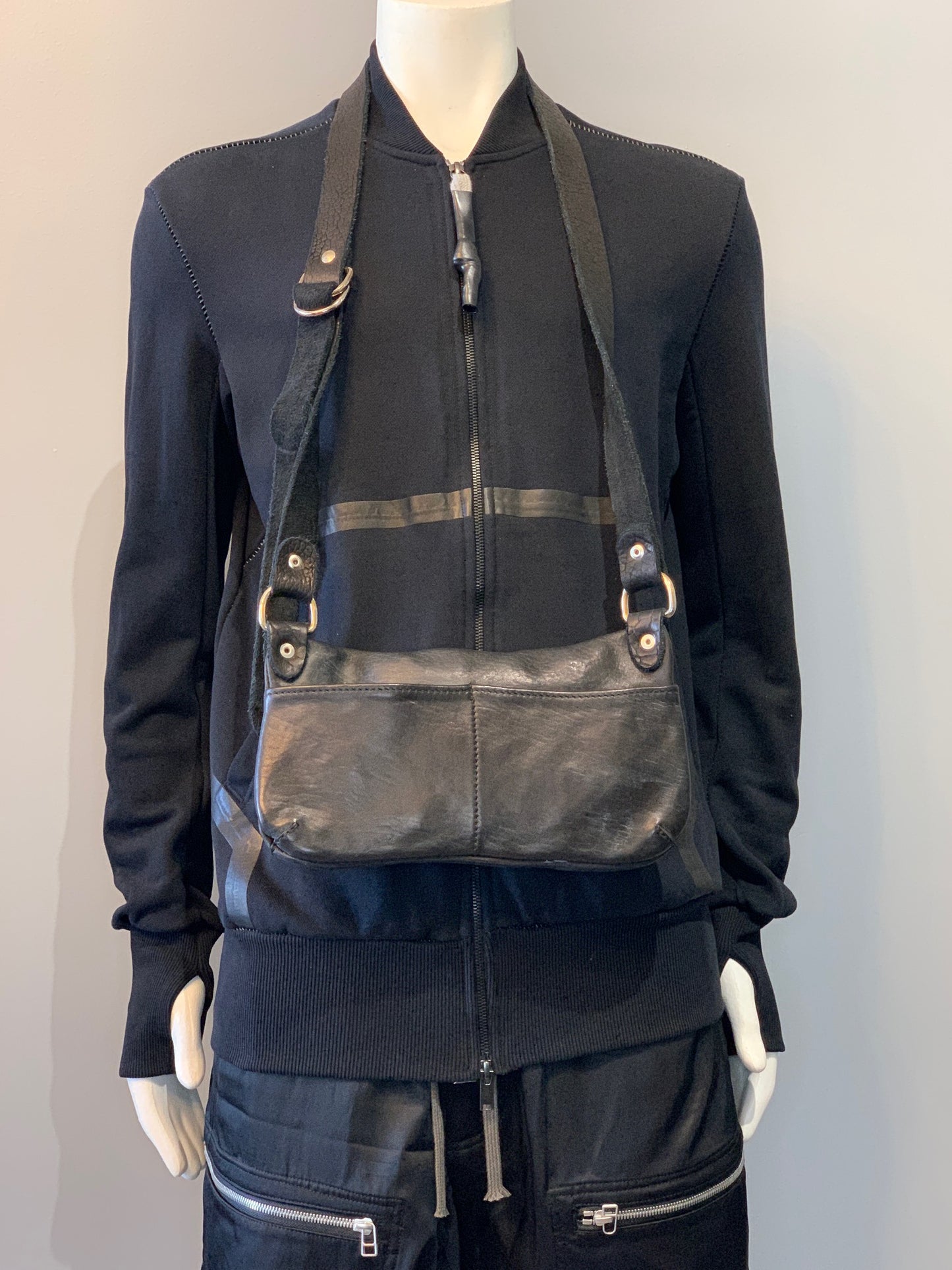 Black Crossbody Horse Leather Bag BV12