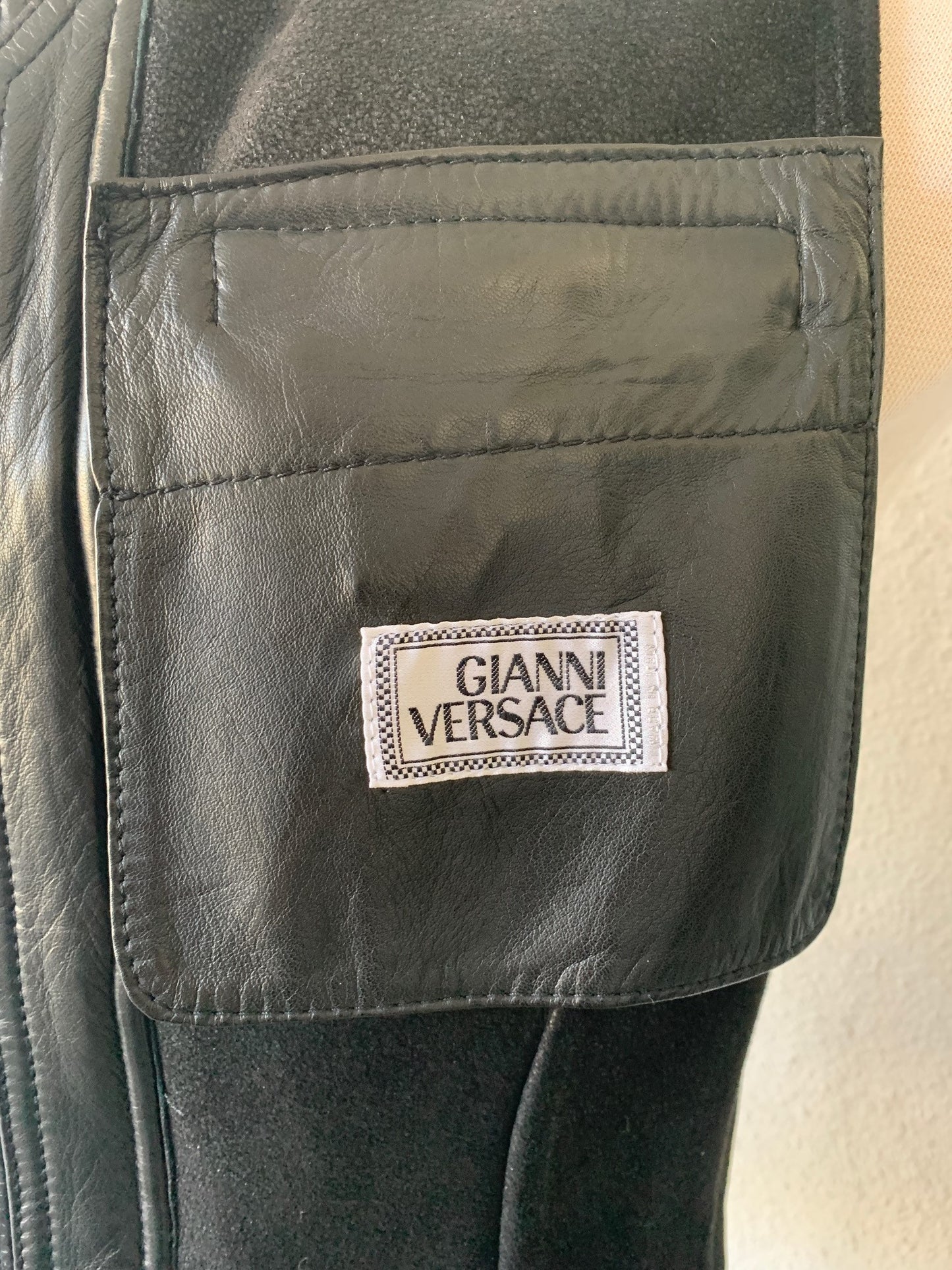 Black Shearling Zipper Vest by Gianni Versace