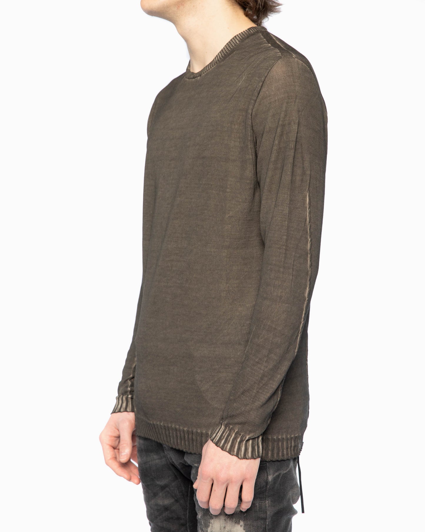 Military Resin Overdye Long Sleeve Cotton Sweater