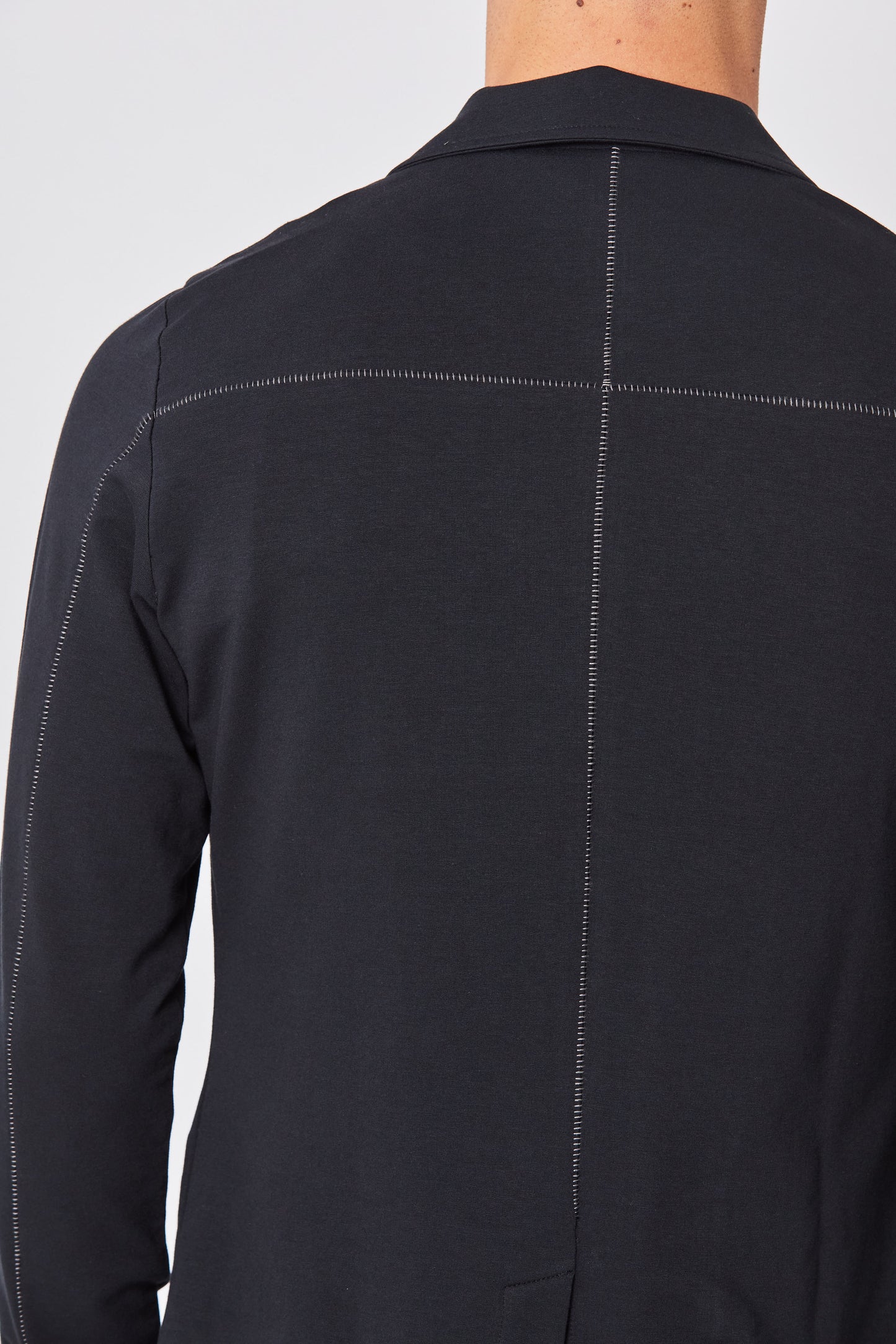 Black One Button Stretch Cotton Jersey Blazer MSJ 585