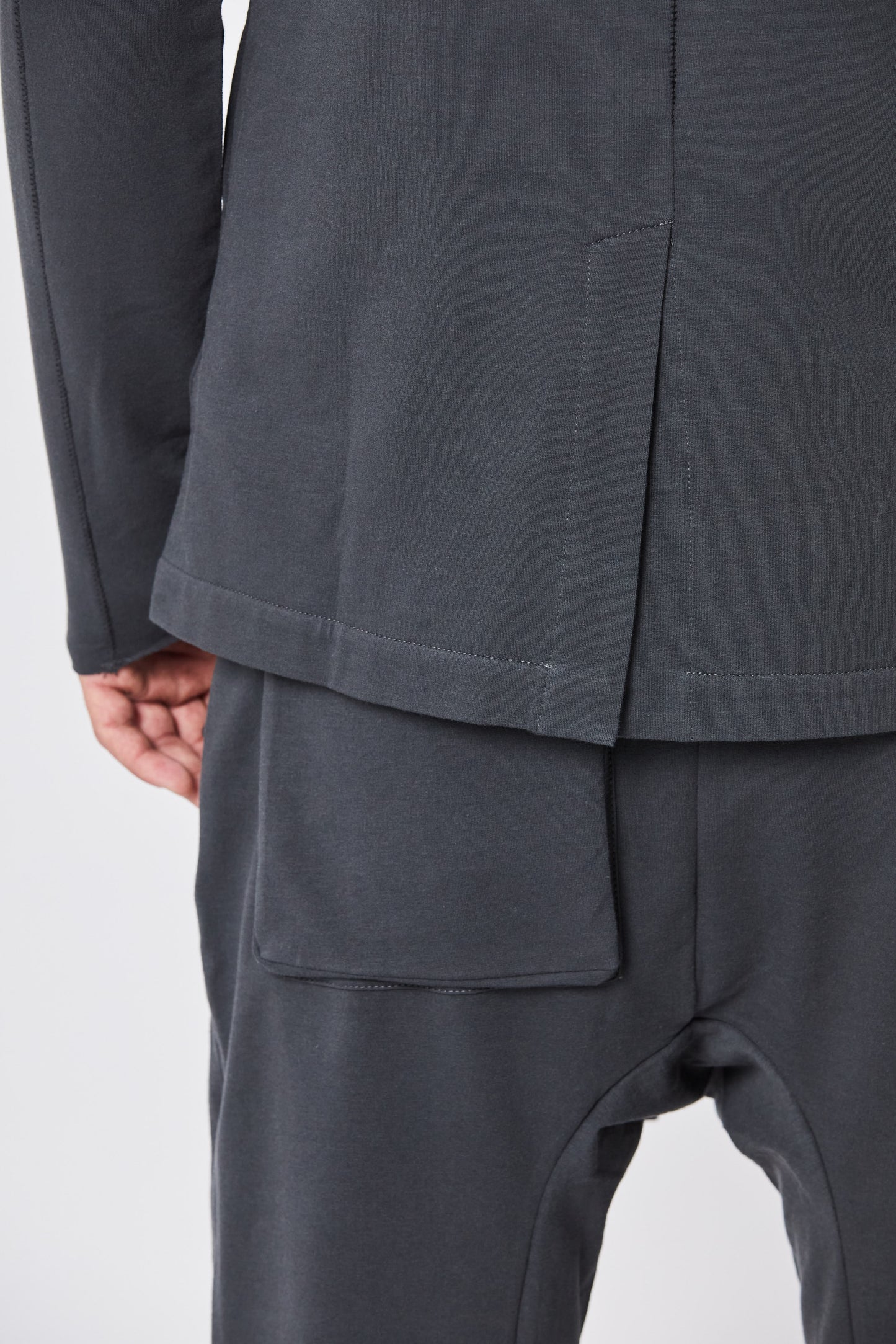 Graphite One Button Stretch Cotton Jersey Blazer MSJ 585