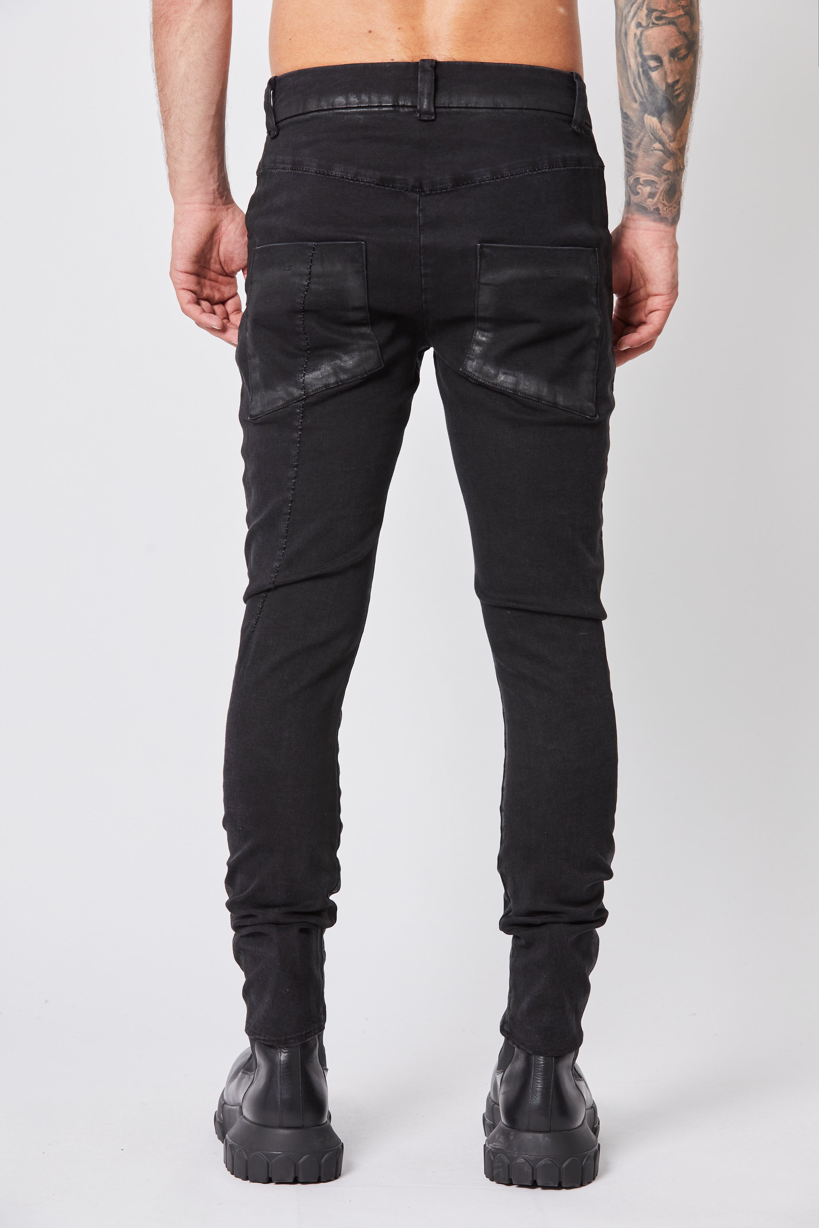 Coated High Rise Skinny Jeans in Black