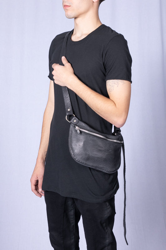 Black Soft Horse Leather Small Belt Bag Q100