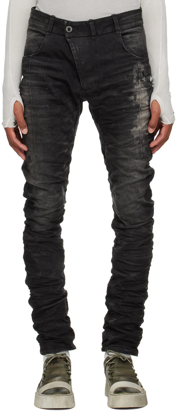 Black Denim Stone Washed Used P13 Tight Fit