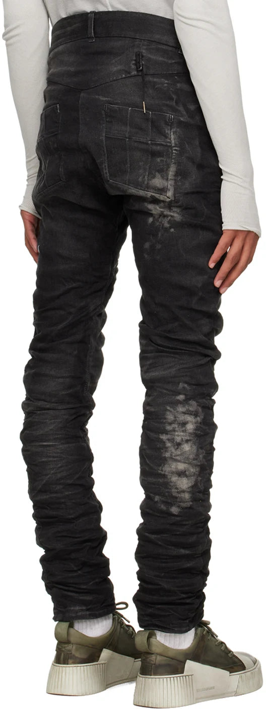 Black Denim Stone Washed Used P13 Tight Fit