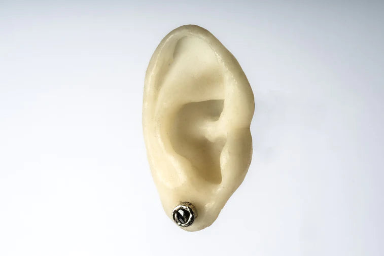 Stud Earring 0.2 CT Tiny Faceted Diamond Slab 1835-27-KA10KW+FCDIA